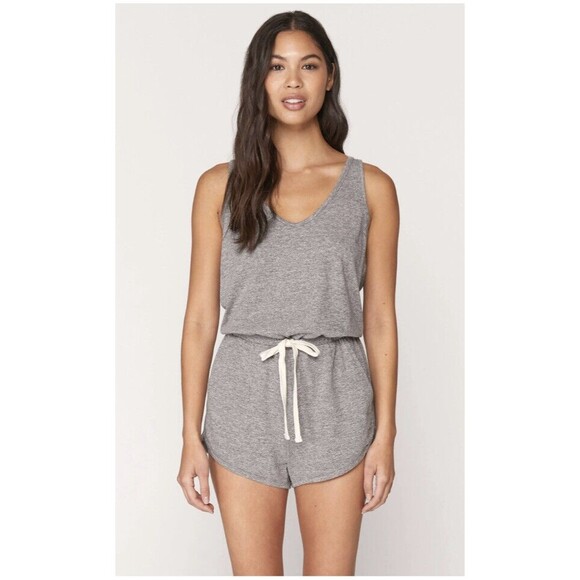 NWT SPIRITUAL GANGSTER Perfect Lounge Romper Heather Grey White Size S MSRP$118 - Picture 1 of 10